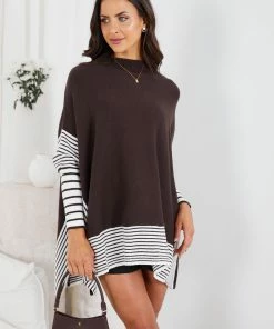 Miracle Fashion Doretta Knit - Coffee Stripe