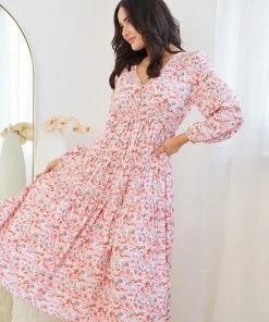 Label Of Love Midi Dresses Eastley Dress - Pink Floral 11 Label Of Love Midi Dresses Eastley Dress - Pink Floral