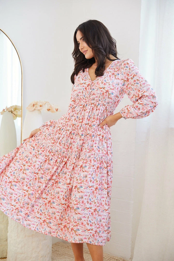 Label Of Love Midi Dresses Eastley Dress - Pink Floral 6 Label Of Love Midi Dresses Eastley Dress - Pink Floral