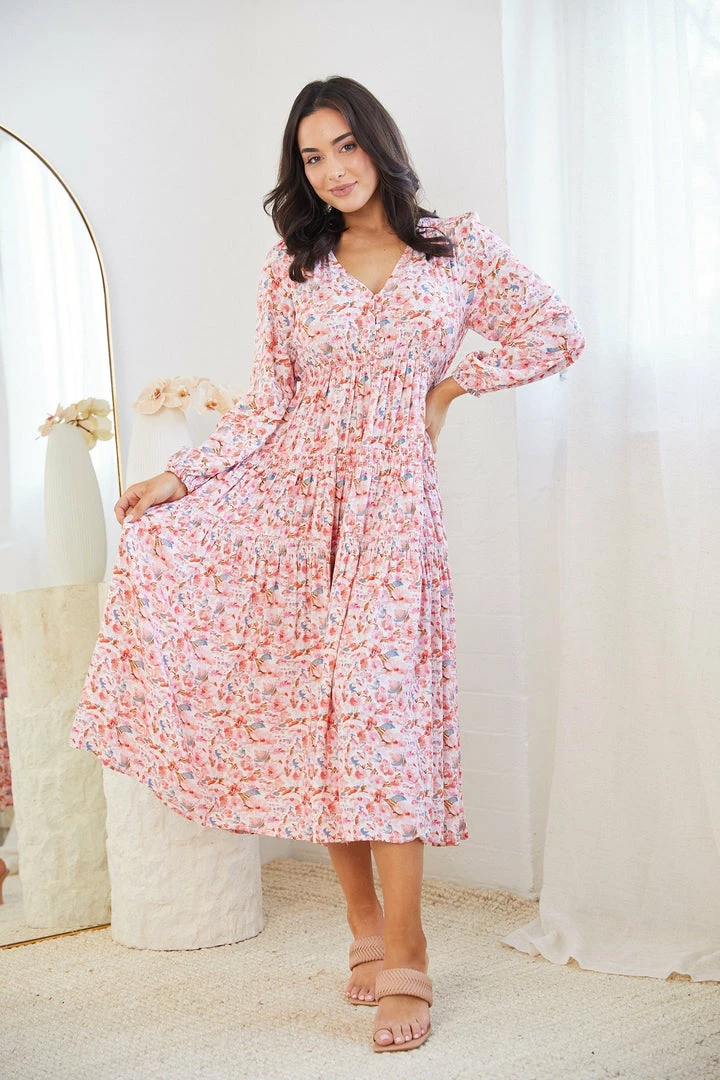Label Of Love Midi Dresses Eastley Dress - Pink Floral 7 Label Of Love Midi Dresses Eastley Dress - Pink Floral