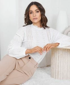 Miracle Fashion CLOTHING Elizabern Blouse - White 14 Miracle Fashion CLOTHING Elizabern Blouse - White