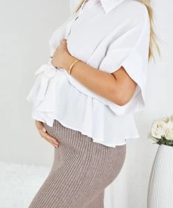 Into Fashion Ellis Top - White Maternity Dresses