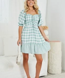 Rock Denim Eloisa Dress - Green Gingham DRESSES