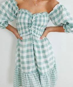 Rock Denim Eloisa Dress - Green Gingham DRESSES