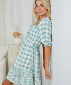 Rock Denim Eloisa Dress - Green Gingham DRESSES