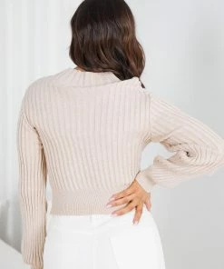 Pink Diamond Empress Knit Top - Beige CLOTHING