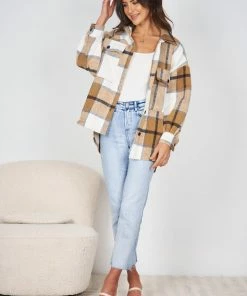 YH & Co (Chloe Yip) Marci Shirt - Light Brown Print CLOTHING