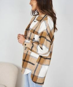 YH & Co (Chloe Yip) Marci Shirt - Light Brown Print CLOTHING