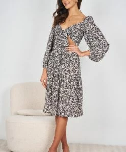 Pink Diamond Marilou Dress - Black Print