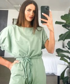 Evermore Fashion Ethna Top - Sage CLOTHING