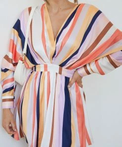 Wild Ginger Fakassi Dress - Multi Stripe DRESSES 12 Wild Ginger Fakassi Dress - Multi Stripe DRESSES