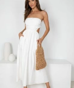 Pink Diamond DRESSES Fedora Dress - White