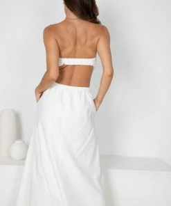 Pink Diamond DRESSES Fedora Dress - White