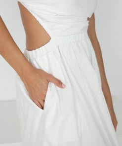 Pink Diamond DRESSES Fedora Dress - White