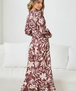 Style Box DRESSES Fendexe Dress - Burgundy Floral