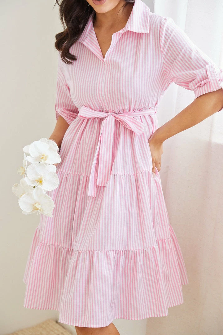 Label Of Love Fernina Dress - Pink Stripe CLOTHING 6 Label Of Love Fernina Dress - Pink Stripe CLOTHING
