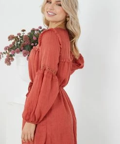 Rock Denim DRESSES Ferrera Dress - Rust