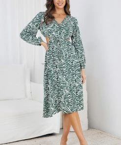 Miracle Fashion DRESSES Fifity Dress - Green Print