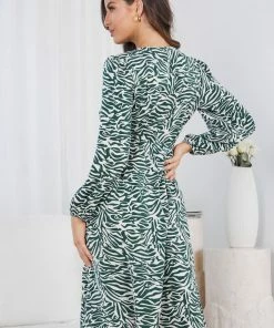 Miracle Fashion DRESSES Fifity Dress - Green Print