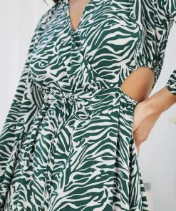 Miracle Fashion DRESSES Fifity Dress - Green Print