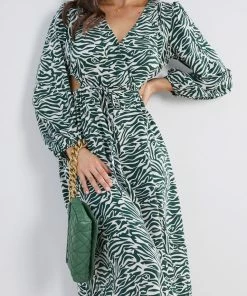 Miracle Fashion DRESSES Fifity Dress - Green Print