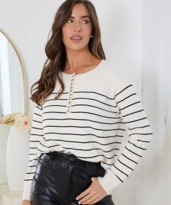 HQ Fashion Fira Knit - Black Stripe Jumpers & Sweaters