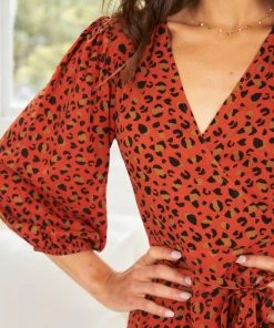 Sunny Girl Flinstone Dress - Rust Print DRESSES