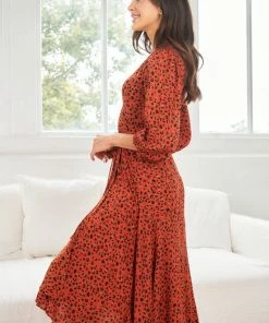 Sunny Girl Flinstone Dress - Rust Print DRESSES