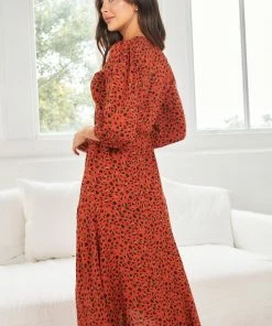 Sunny Girl Flinstone Dress - Rust Print DRESSES