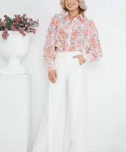 Qtrend Fashion PTY LTD CLOTHING Floresa Top - White Floral 14 Qtrend Fashion PTY LTD CLOTHING Floresa Top - White Floral