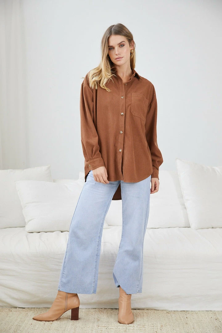 Miracle Fashion Florie Shirt - Chocolate CLOTHING 7 Miracle Fashion Florie Shirt - Chocolate CLOTHING