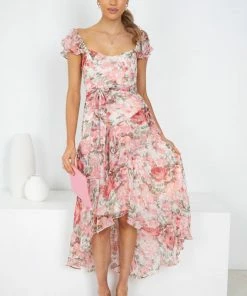 Style State Fluttering Dress - Pink Print