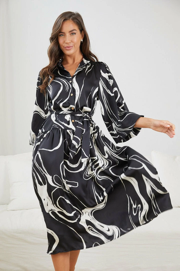 Spicy Sugar Frankelle Dress - Black Print 6 Spicy Sugar Frankelle Dress - Black Print