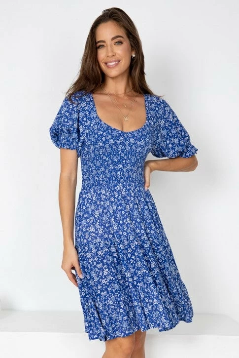 WeLove Fashion DRESSES Geraldine Dress - Navy Print 3 WeLove Fashion DRESSES Geraldine Dress - Navy Print