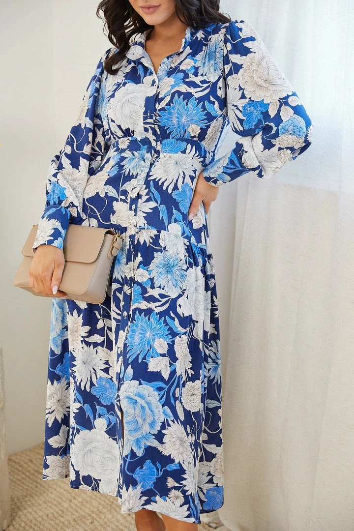 White Closet DRESSES Gerdie Dress - Blue Floral 6 White Closet DRESSES Gerdie Dress - Blue Floral