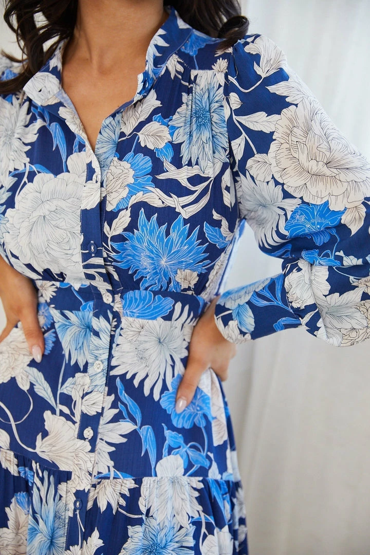 White Closet DRESSES Gerdie Dress - Blue Floral 9 White Closet DRESSES Gerdie Dress - Blue Floral