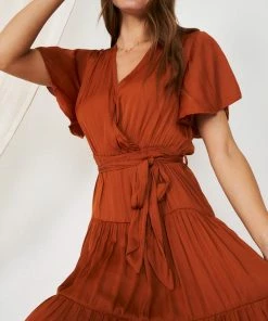 Esther The Label Given Dress - Burnt Orange