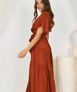 Esther The Label Given Dress - Burnt Orange