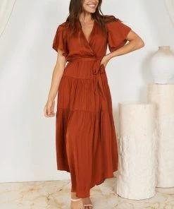 Esther The Label Given Dress - Burnt Orange