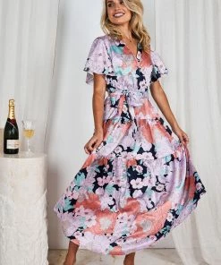 Ebby And I Given Dress - Orange Floral DRESSES