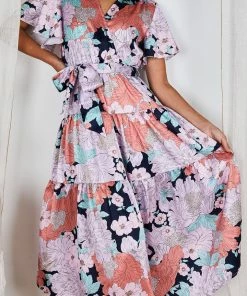 Ebby And I Given Dress - Orange Floral DRESSES