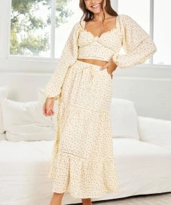 Into Fashion CLOTHING Gleci Skirt - Yellow Print