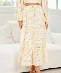 Into Fashion CLOTHING Gleci Skirt - Yellow Print