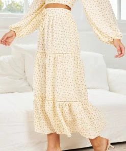 Into Fashion CLOTHING Gleci Skirt - Yellow Print