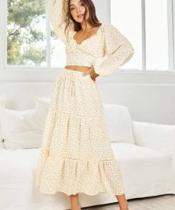 Into Fashion CLOTHING Gleci Skirt - Yellow Print