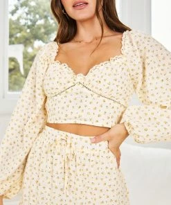 Into Fashion Gleci Top - Yellow Print CLOTHING