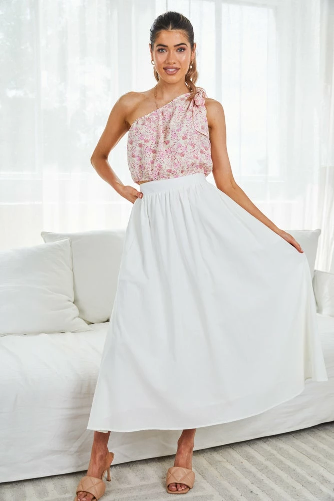Pink Diamond CLOTHING Glenosa Skirt - White 5 Pink Diamond CLOTHING Glenosa Skirt - White