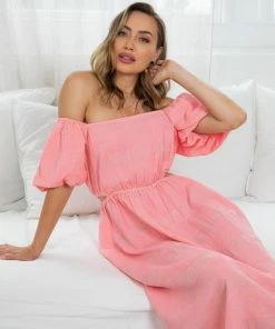 Desire Gretchel Dress - Pink Print DRESSES