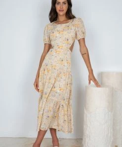 Evermore Fashion Gretel Dress - Yellow Floral