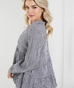 Miracle Fashion Harnette Top - Black Gingham CLOTHING